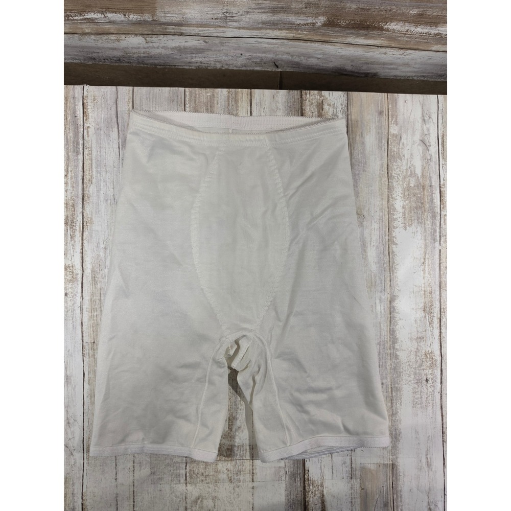 Lady Manhattan Vintage White High Waisted Shapewear Girdle Shorts Large 2329 USA